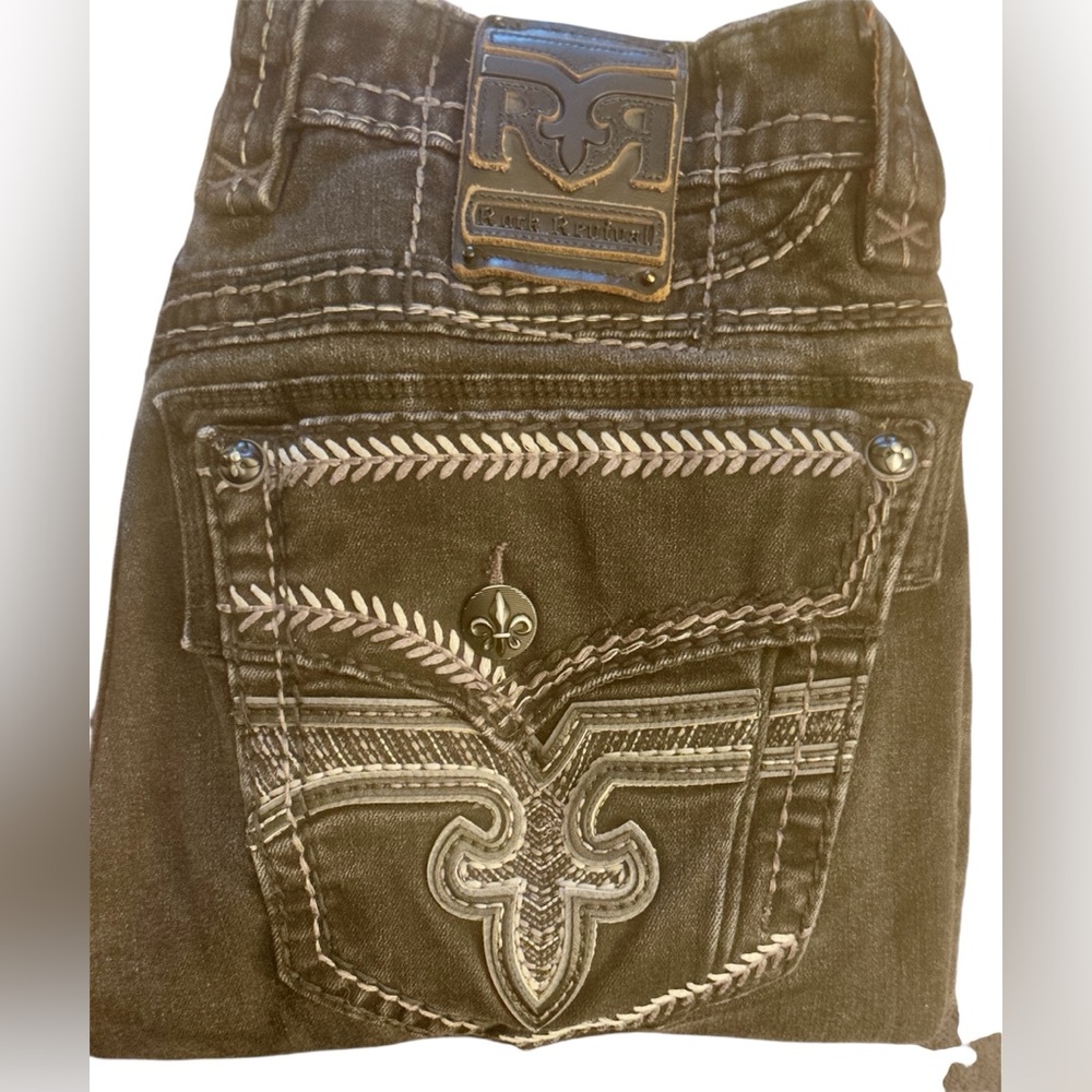 Rock Revival Men’s Rey Black Straight Jeans 34 NEW Without Tags